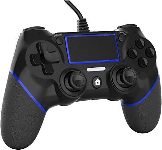 Wired Controller Gamepad for Playstation 4 Dual Vibration Shock Joystick Gamepad for PS4/PS4 Slim/PS4 Pro and PC (Black Blue)