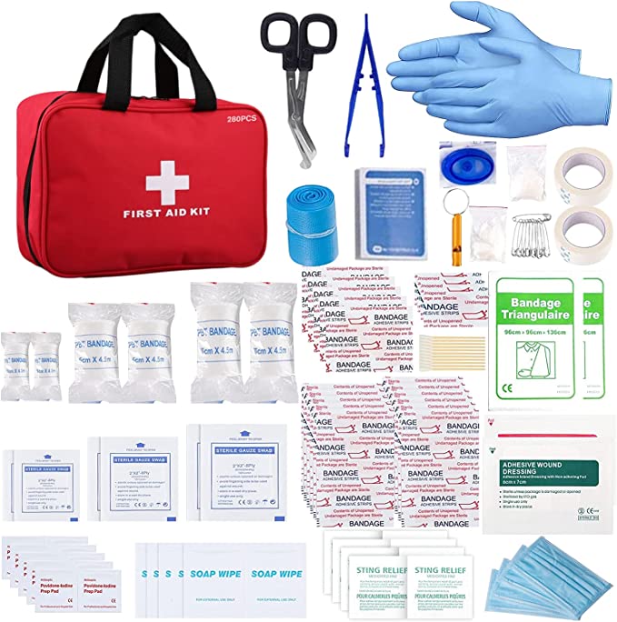 AUSELECT First Aid Kit 280pcs, Emergency Kit, First Aid Pouch for Travel, Family, Hiking, Backpacking, Camping, Car & Cycling with Waterproof Bags, ARTG Registered