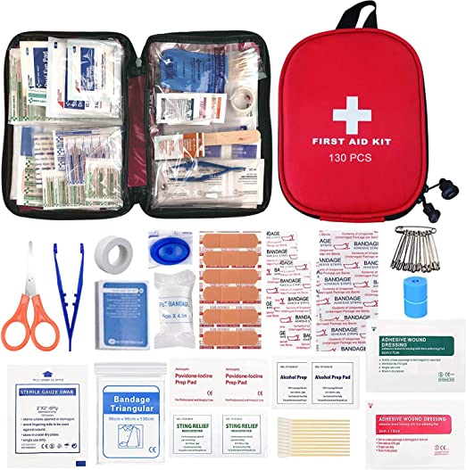 AUSELECT First Aid Kit 130pcs, Emergency Survival Kit, Travel First Aid Pouch for Family, Hiking, Backpacking, Camping, Car & Cycling with Waterproof Bags, ARTG Registered