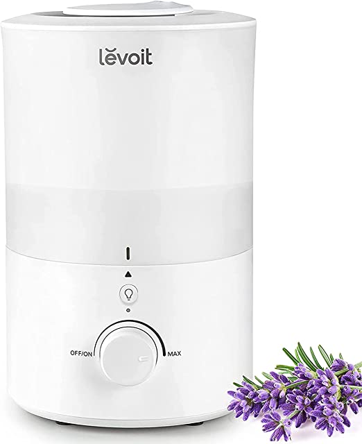 LEVOIT 3L Humidifiers for Bedroom Baby Room with Night Light, Cool Mist Humidifier for Home, Office & Plant, Auto-Off, Up to 25H for 27 ㎡, Quiet Operation with 360° Rotation Nozzle- 2 Filter Sponge