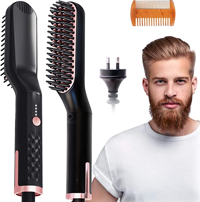 STORMHERO Beard Straightener, 3IN1 Hair Straightener Comb, Comb Straightener with AU Plug, Beard Brush for Man, Hair Straightening Styling Comb, Electric Hair Straightener Brush