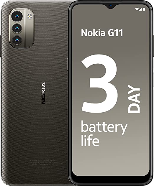 Nokia G11 6.5" HD+ Smartphone with Android 11, 90 Hz Refresh Rate, 18 W Quick Charging Compatible, 3 GB RAM/32 GB ROM, 5050 mAh, 13 MP Triple Camera, Dual SIM - Charcoal