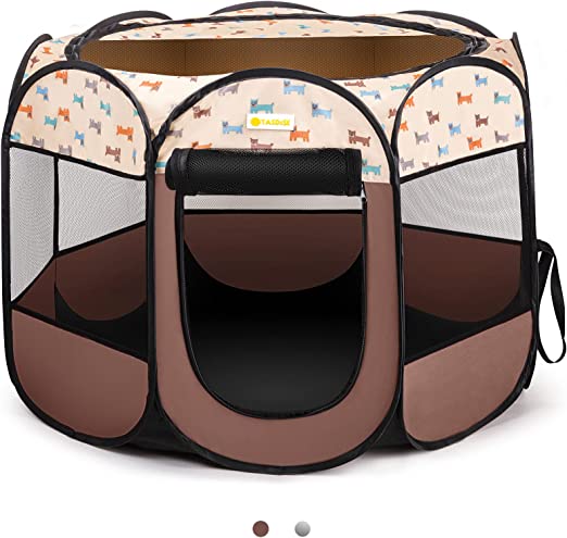 TASDISE Portable Pet Playpen Foldable Dog Cat Delivery Room Exercise Kennel Tent for Puppy Dog Cat Rabbit Indoor Outdoor Travel with Carrying Case