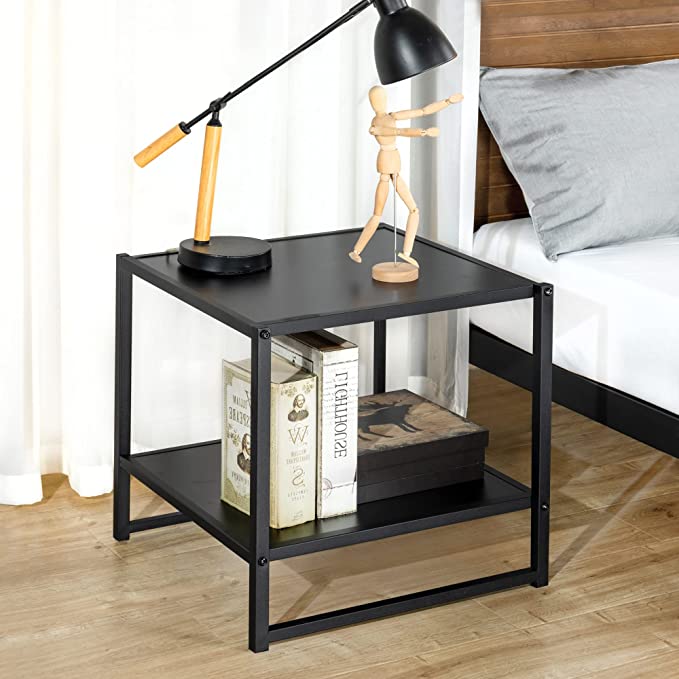 Zinus Modern Studio Collection Set of Two Bedside Table | Night Stands Furniture | Side Table, Black, AU-COMBOB-8B