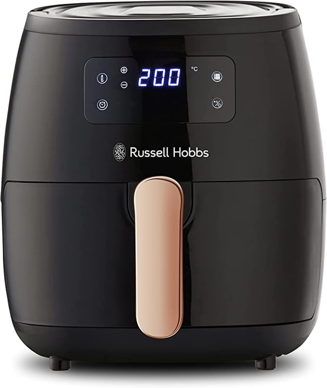 Russell Hobbs Brooklyn Digital Air Fryer, RHAF15, Large 5.7L Capacity, 7 Auto Air Fry Functions + Manual Mode Up to 200°C, Digital Touchscreen Display, Dishwasher Safe Plate, Black/Copper