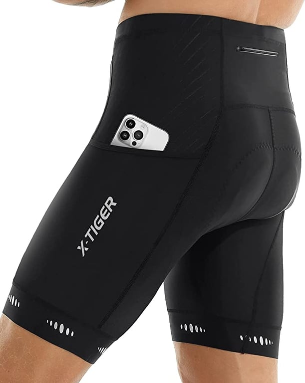 X-TIGER Men's Cycling Shorts with 5D Gel Padded,Long-Distance Road Biking Bicycle Half Pants