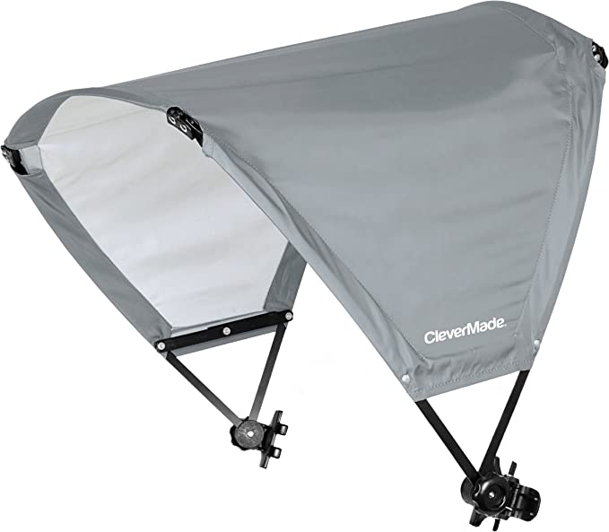 CleverMade Chair Umbrella, Outdoor Sport Canopy, Adjustable UPF 50+ Beach Umbrella with Clamps