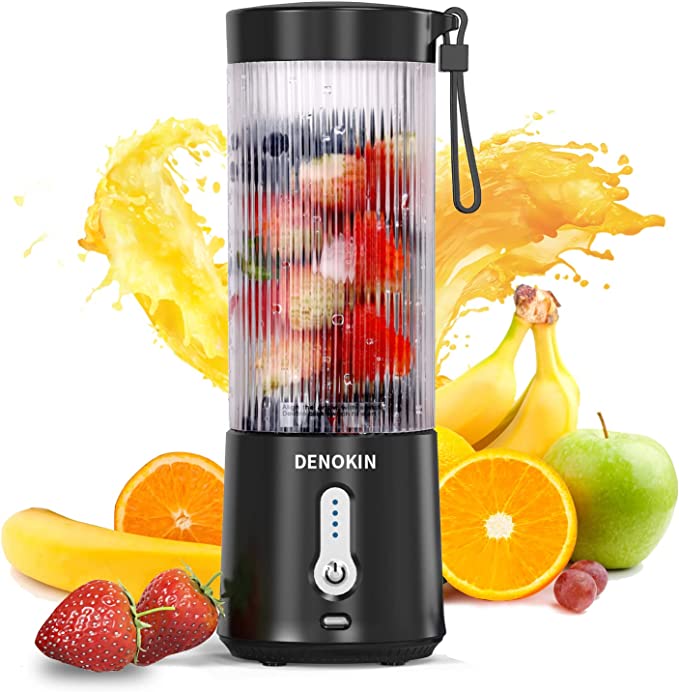 Portable Blender,Personal Blender for Shakes and Smoothies 16 Oz Mini Blender with Six Blades USB Rechargeable Fruit Juicer Mixer for Travel,Outdoors,Kitchen ,Gym, Camping