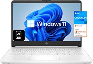 2022 Newest HP Stream 14" HD Laptop, Intel Celeron N4020(up to 2.8GHz), 4GB DDR4 RAM, 64GB eMMC, 1-Year Office 365, WiFi, HDMI, USB-C, Webcam, Bluetooth, Windows 11S, White+JVQ Mousepad
