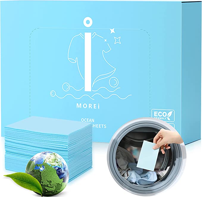 MOREi Laundry Detergent Sheets, Ocean Fresh Scent, Quick Disolve, Ecoigy,Eco-friendly, Zero Waste, Plastic Free, Liquid free, Powder free, Easier than Pods, Packs or Pacs, SaveTime and Space, 35-Sheet