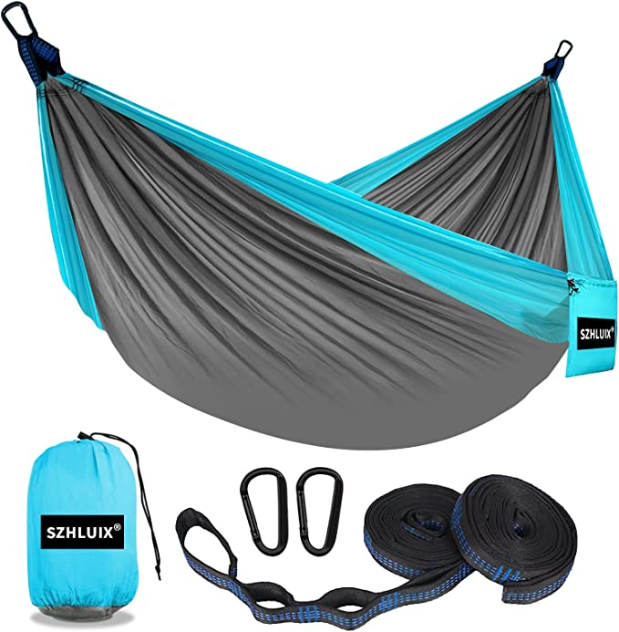 SZHLUX Camping Hammock Double & Single Portable Hammocks with 2 Tree Straps, Great for Hiking,Backpacking,Hunting,Outdoor,Beach,Camping