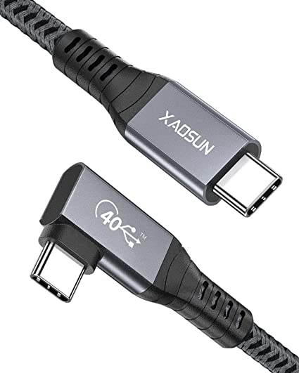 USB 4 Cable 5.9Ft [USB-IF Certified] Compatible with Thunderbolt 4 Cable,XAOSUN Right Angle Thunderbolt 4 Cable with 8K/5K@60Hz Display,40Gbps Data Sync,100W PD for MacBook Pro,iPad Pro,Docks (1.8m)