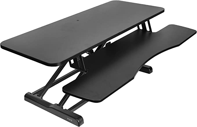VIVO 42 inch Desk Converter, Height Adjustable Riser, Sit to Stand Dual Monitor and Laptop Workstation with Wide Keyboard Tray, Black, DESK-V042KB