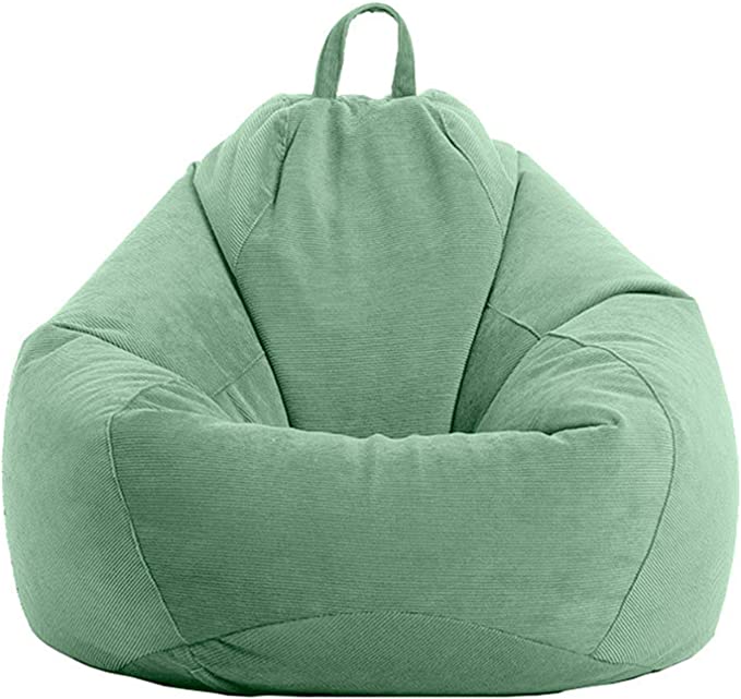 Stuffed Animal Storage Bean Bag Chair Cover for Kids Room Soft Corduroy Stuffable Zipper Storage Beanbag for Organizing Children Plush Toys (NO Filler),Fruit Green,100X120CM