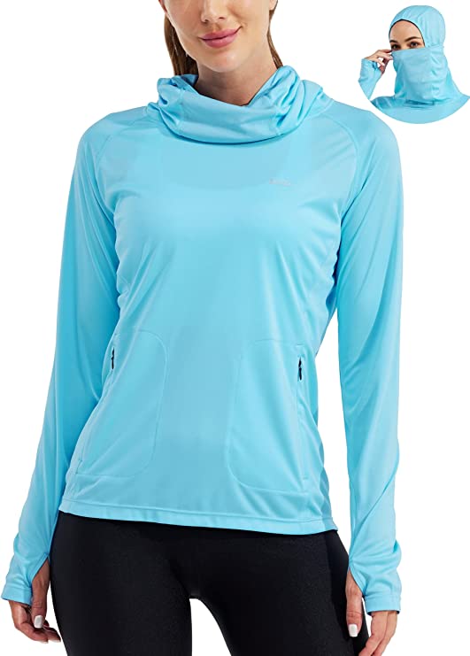 Willit Women's Sun Protection Hoodie UPF 50+ Fishing Hiking Shirt Long Sleeve SPF UV Shirt with Face Mask Lightweight
