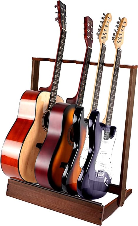 Snigjat Guitar Stand for Multiple Guitars (6 Electric or Bass, or 4 Acoustic Guitars), Wood Guitar Rack for Home, Studio, Guitar Display Rack Stand, Foldable Floor Guitar Holder, Guitar Gift for Men