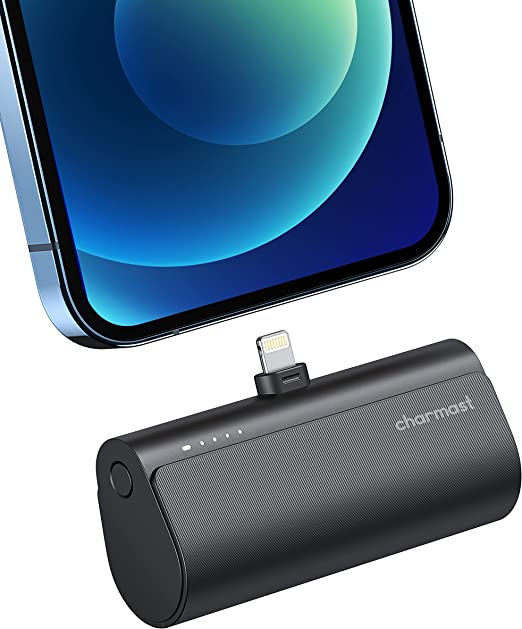 Charmast Mini Power Bank 5000mAh, 20W PD & QC 3.0 Quick Charge Portable Powerbank, Small Portable Charger, Mini External Battery Pack Compatible with iPhone 13,13 Pro Max,12,12 Pro,11 and More（Black