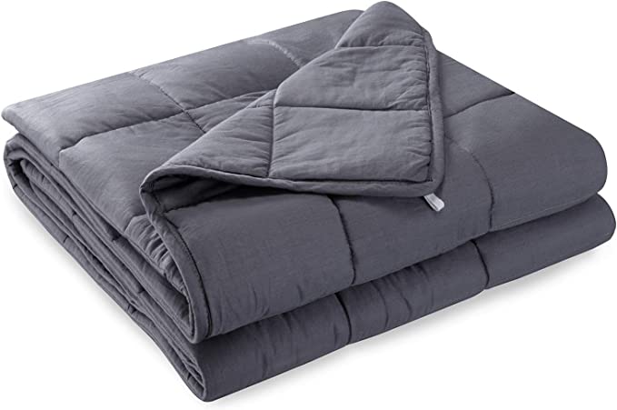 Anjee Cotton Weighted Blanket for Anxiety Adults, Super Breathable and Comfortable Heavy Blanket, Great for Relaxing,Grey,60 x 80 Inches(150 x 200cm),15 lbs(6.8kg)