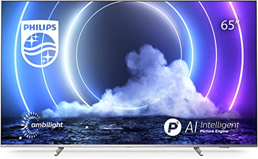 Philips 65 Inch PML9506 4K UHD MiniLED Android TV, Ambilight Android TV for Netflix, YouTube, HDR10/HDR10+/HLG/Dolby Vision, Dolby Atmos Sound, DTS Play-Fi, VRR, ALLM, 4G+32G, P5 AI Intelligent