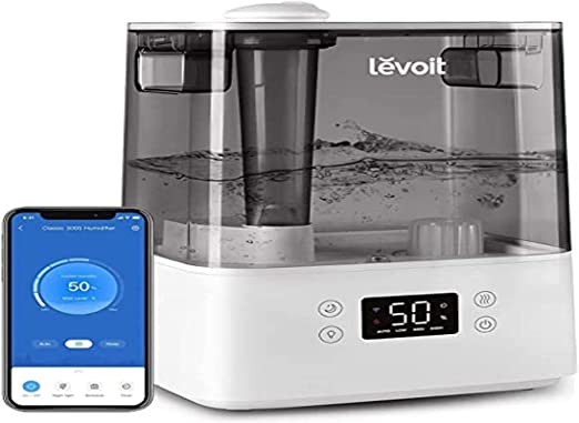 LEVOIT Humidifier for Bedroom, 6L Cool Mist Top-Fill Humidifiers, Essential Oil Diffuser for Baby & Plants Large Room, Smart App & Voice Control, Quiet Sleep Mode, Timer, Auto Mode, Up to 60H 47㎡