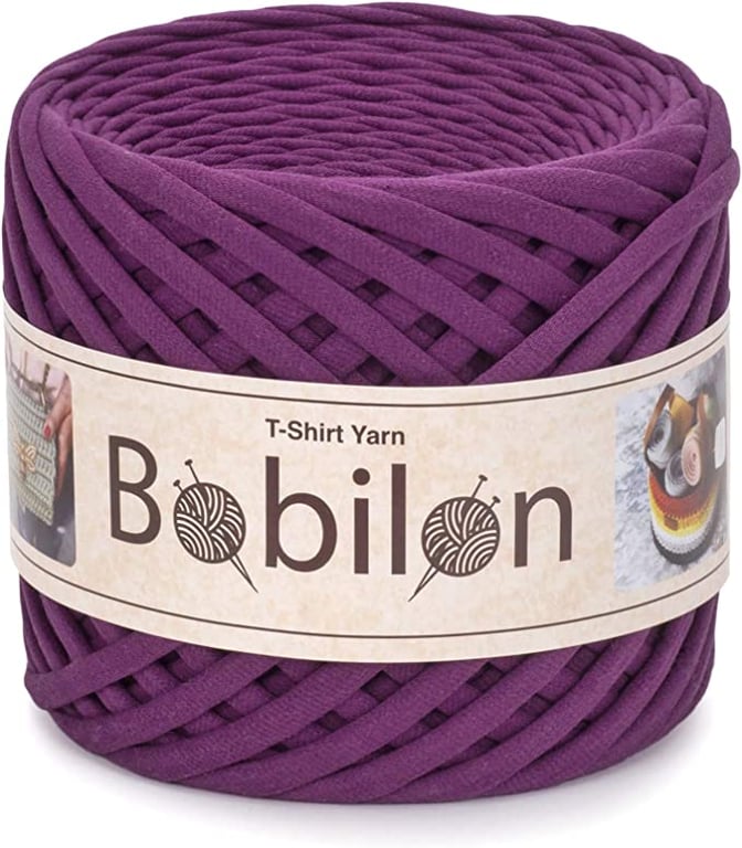 T-Shirt Yarn Fettuccini Zpagetti Ball, 3-5 mm Tshirt Yarn for Crochet Knitting, Mask Ear Ties, T Yarn Organic Cotton, Macrame T-Yarn, Jersey Yarn - Plum Pie