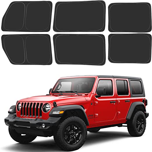 Window Sun Shade for Jeep Wrangler 2022 2021 2020 2019 2018 Side Window for Baby/Camping UV Rays and Privacy Protect Upgrade Accessories Set of 6