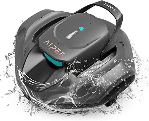 AIPER Cordless Robotic Pool Cleaner, Pool Vacuum with Dual-Drive Motors, Self-Parking, LED Indicator, Perfect for Above/In-Ground Flat Pools up to 20m(Lasts 90 Mins)