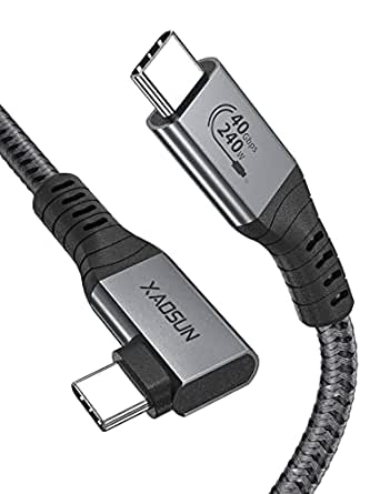 240W USB 4 Cable for Thunderbolt 4 Cable, XAOSUN 90 Degree Thunderbolt Cable 240W Cable Support 40Gbps Transfer, 8K/5K HD Display for MacBook Air/Pro,Thunderbolt Dock,Tablet,Hub,eGPU and More 5.9ft/2m