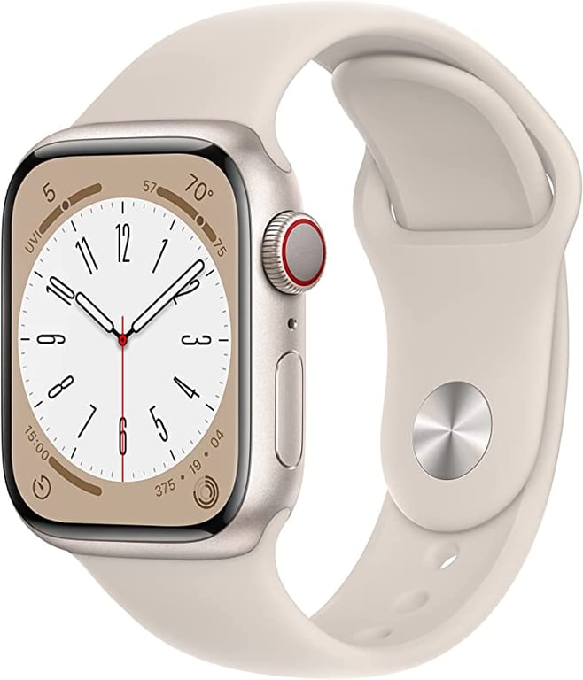 Apple Watch Series 8 GPS + Cellular 41-mm Starlight Aluminium Case with Starlight Sport Band — Regular