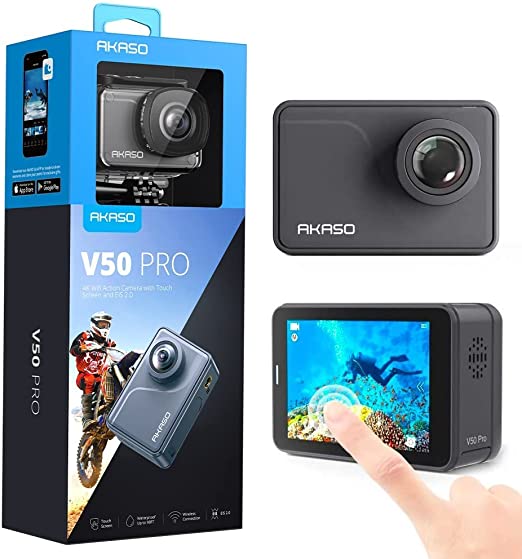 AKASO V50 Pro Native 4K30fps 20MP WiFi Action Camera with EIS Touch Screen 100 feet Waterproof Camera Web Camera Support External Mic Remote Control Sports Camera with Helmet Accessories Kit