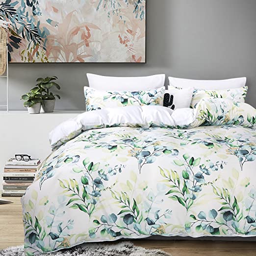 Luxton Adia Quilt Cover Set King Size Yellow Green Leaf 3pcs Doona Cover Set (King Size)